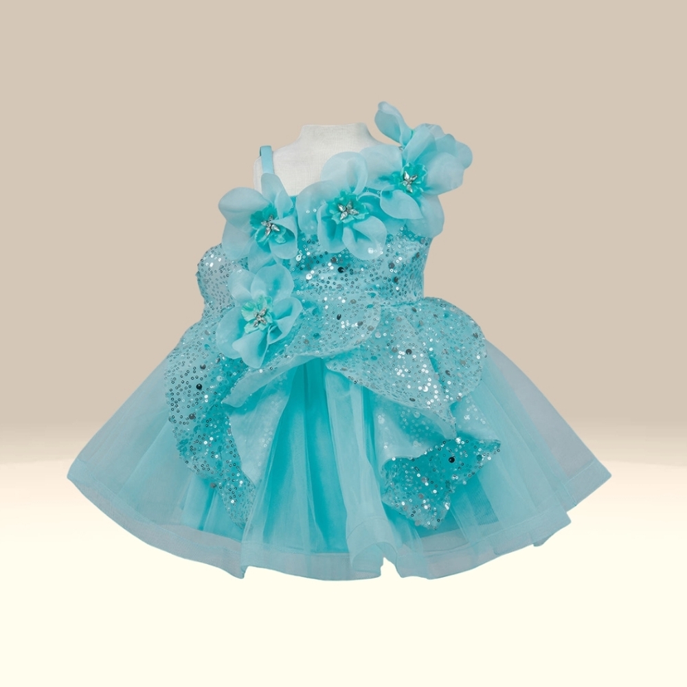 One Shoulder Sparkling Crystal Girl Communion Dress
